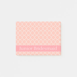 Junior Bridesmaid Pink and White Post-it Notes