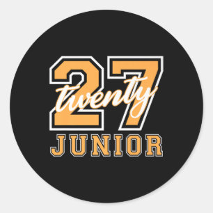 Junior Class 2027 Graduation Back To School Orange Classic Round Sticker