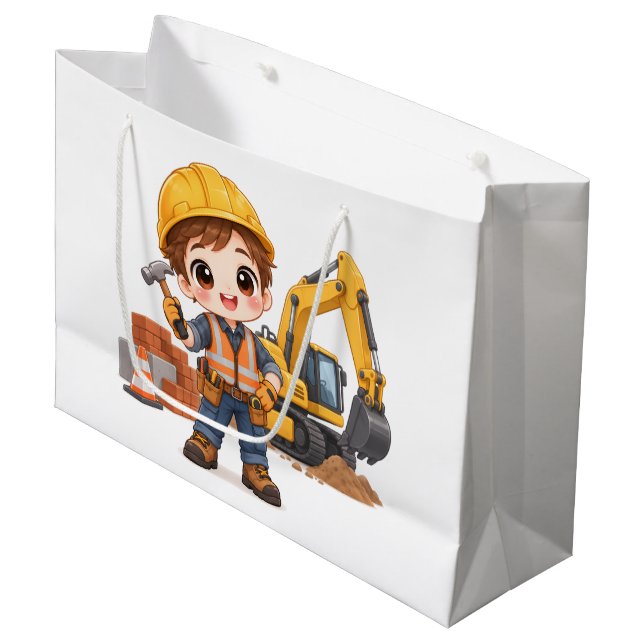 Junior Construction Crew Large Gift Bag (Front Angled)