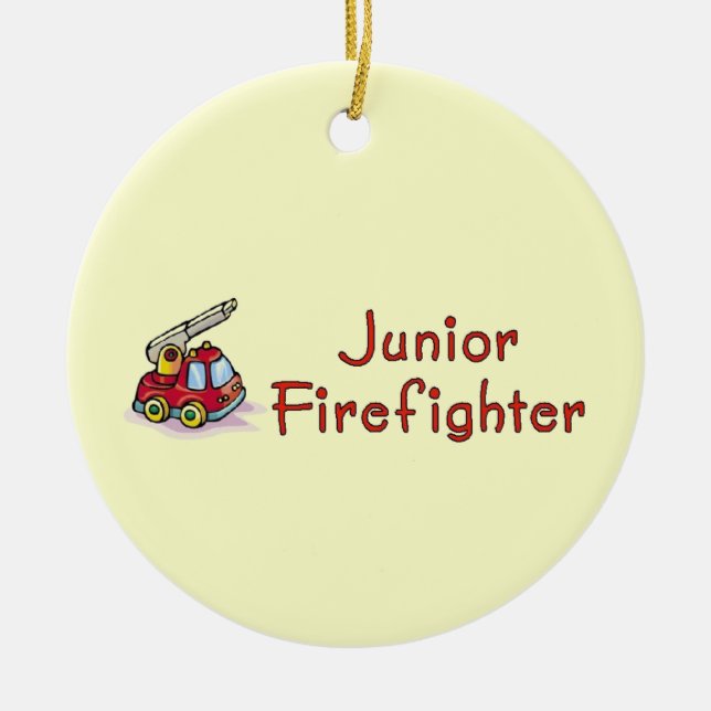 Junior Firefighter Ceramic Tree Decoration (Front)