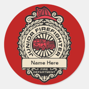 Junior Firefighter's Badge Classic Round Sticker