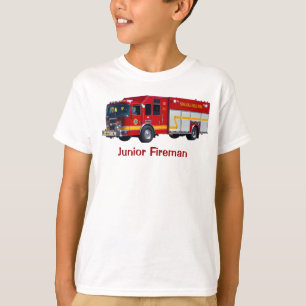 "Junior Fireman" Red Fire Engine Fun T-Shirt