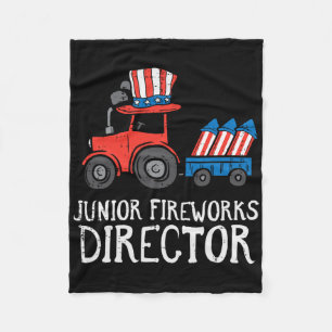 Junior Fireworks Director Tractor 4th Of July Boys Fleece Blanket