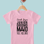 Junior Groomsmaid Wedding Party T-Shirt<br><div class="desc">Treat your junior groomsmaids to matching Junior Groomsmaid shirts! Just add their name and your wedding date and get them to woo your guests with their cuteness.</div>