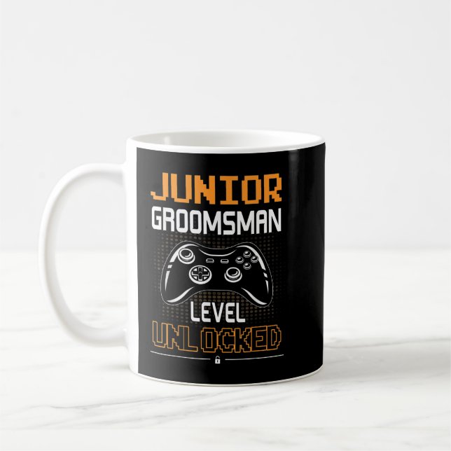 Junior Groomsman Level Unlocked Gaming Wedding Par Coffee Mug (Left)