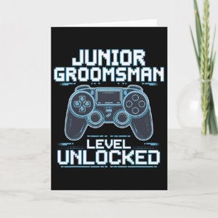 Junior Groomsman Level Unlocked Wedding Party Groo Card