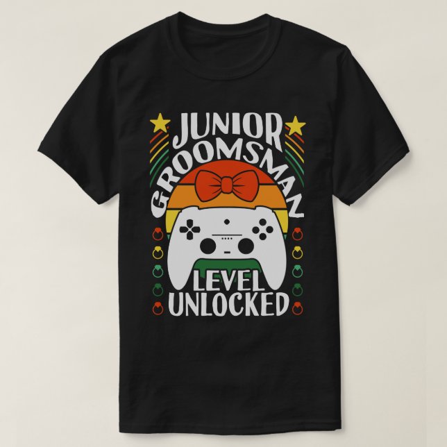 Junior Groomsman Level Unlocked Wedding Party T-Shirt (Design Front)