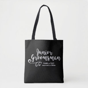 Junior Groomsman Tote Bag   Cool Modern Script