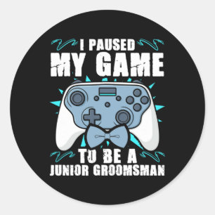 Junior Groomsman Video Gamer Junior Groomsmen Paus Classic Round Sticker