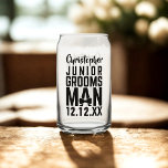Junior Groomsman Wedding Favour Can Glass<br><div class="desc">Treat your Junior Groomsman to his very own can shaped glass. Just add his name and your wedding date. Makes a lovely proposal gift for him</div>