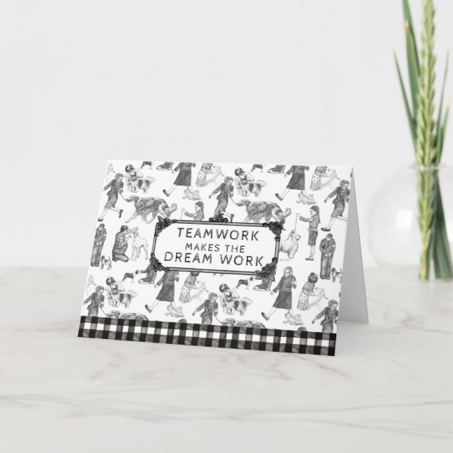 JUNIOR Handlers Dog Show Black Toile Thank You Card (Front)