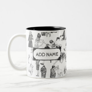 JUNIOR Handlers Dog Show Black Toile w/Custom Name Two-Tone Coffee Mug