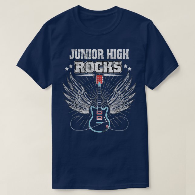 Junior High Rocks Funny Back To School Student Gui T-Shirt (Design Front)