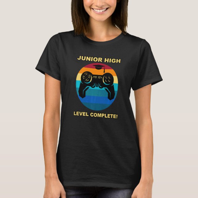 Junior High School Level Complete Graduation Gamer T-Shirt (Front)
