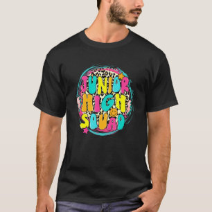 Junior High Squad Retro Groovy Leopard Circle Back T-Shirt