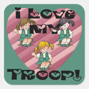 Junior I Love My Troop Heart Square Sticker