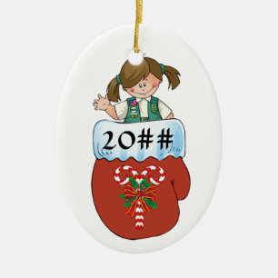 Junior Mitten Brunette Ceramic Tree Decoration