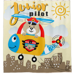 Junior Pilot Bear Shower Curtain