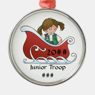 Junior Sled Brunette Metal Tree Decoration