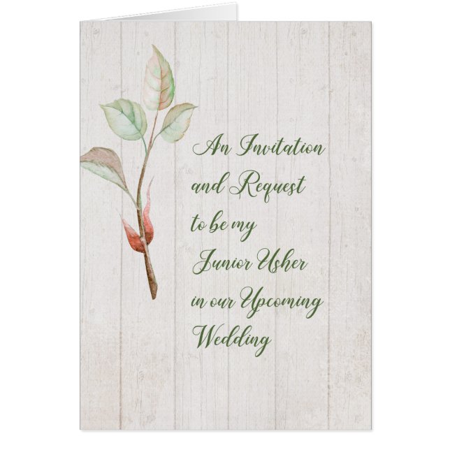 Junior Usher Invitation and Request Faux Wood (Front)