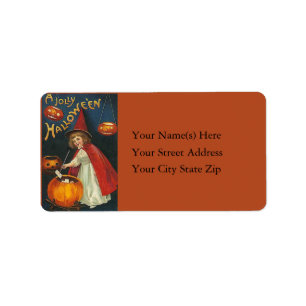 Junior Witch and Jack O Lantern  Address Label