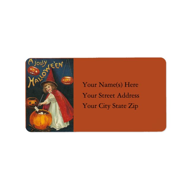 Junior Witch and Jack O Lantern  Address Label (Front)