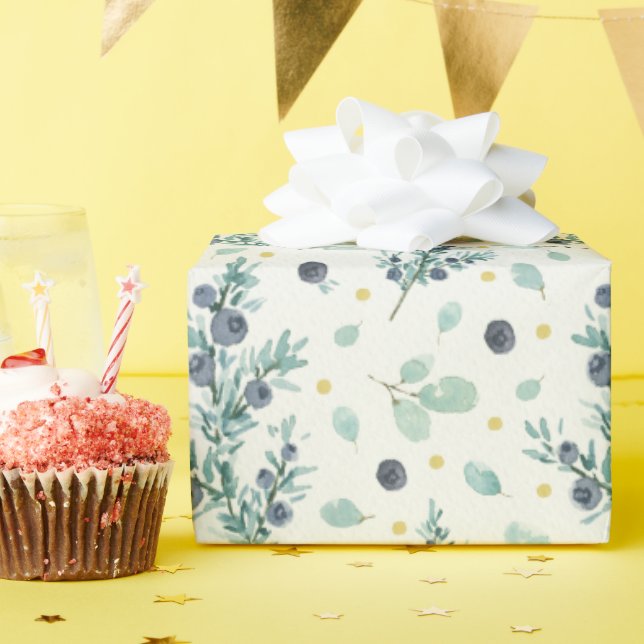 Juniper and berries pattern wrapping paper (Birthday Party)