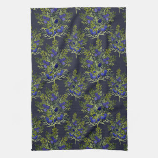 Juniper berry pattern tea towel