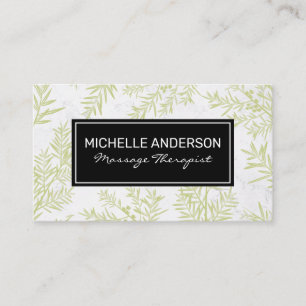 Juniper Branches Black Frame Background Business Card