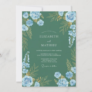 Juniper Cornflower Painted Wedding Invitation