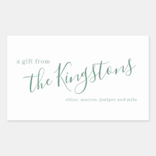 Juniper Family Name Script Rectangular Sticker