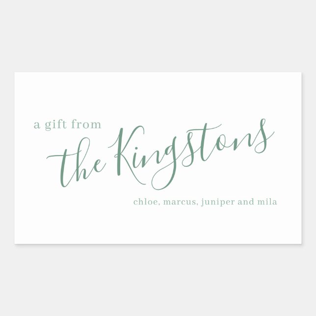 Juniper Family Name Script Rectangular Sticker (Front)