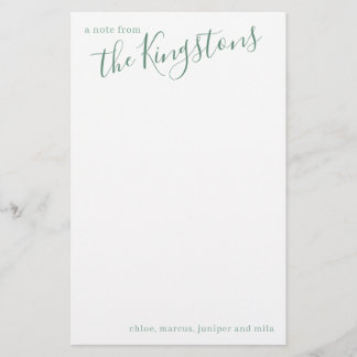Juniper Family Name Script Stationery