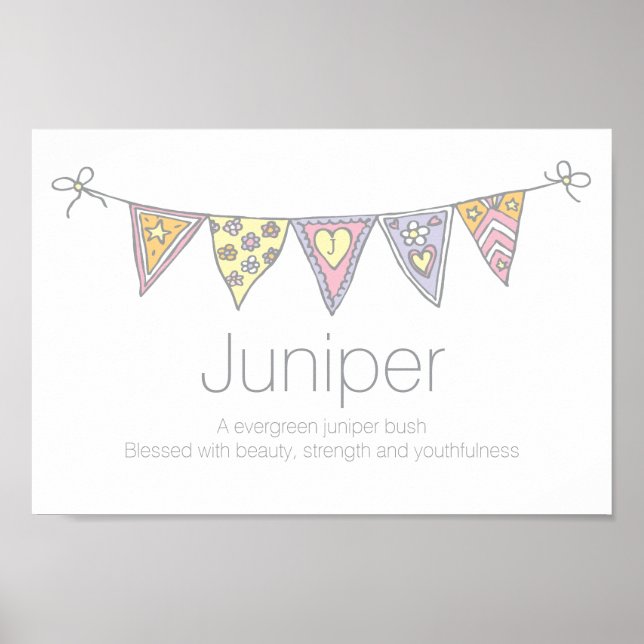Juniper girls name and meaning bunting poster (Front)