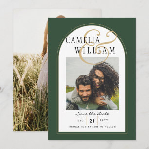 JUNIPER GREEN GOLD PHOTO Wedding INVITE