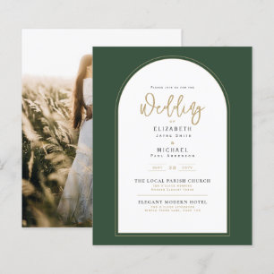 Juniper Green Gold PHOTO Wedding Invite BUDGET