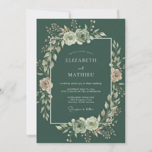 Juniper Green Muted Woodland Wedding Invitation