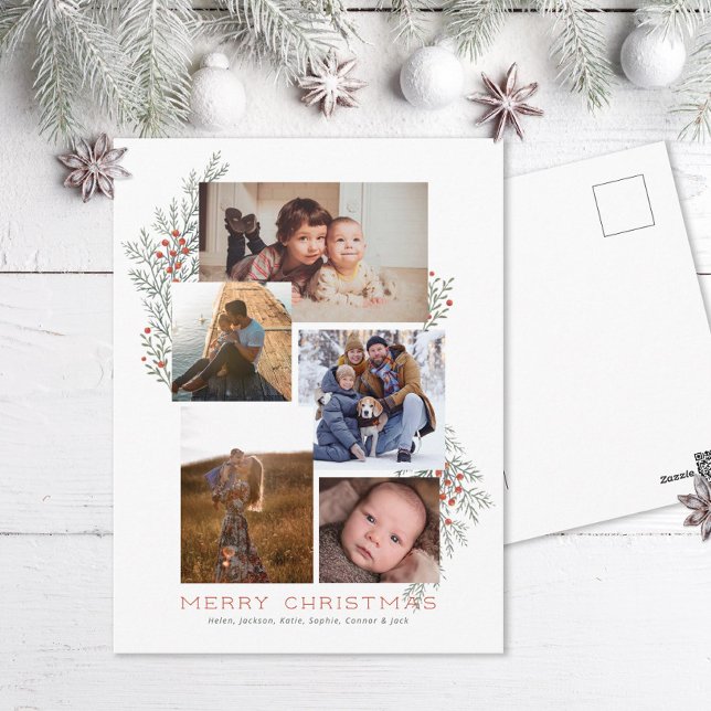Juniper Photo Collage Holiday Postcard (Creator Uploaded)