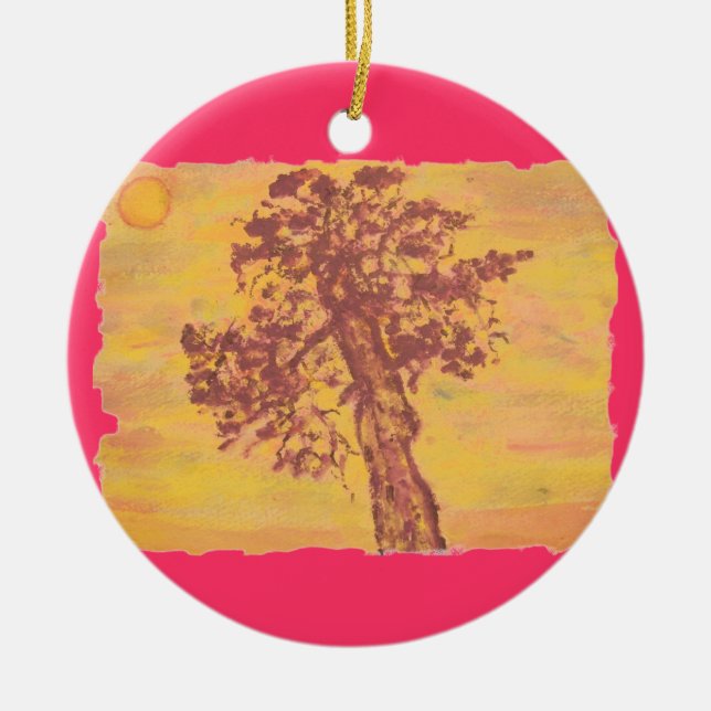 juniper tree sunset ceramic tree decoration (Front)