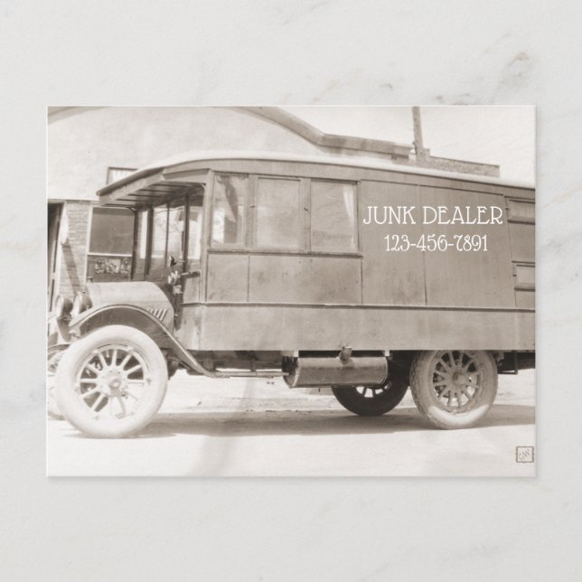Junk Dealer Antique Truck Monochrome Antiques Postcard (Front)