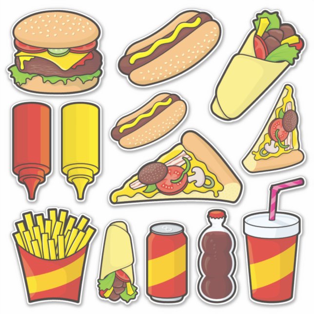Junk Food Icon Set Stickers (Front)