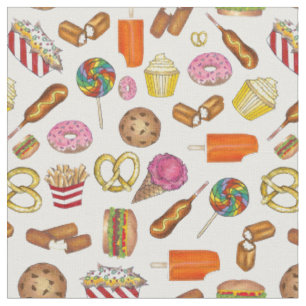 Junk Food Junkie Burger Doughnut Lollipop Ice Crea Fabric