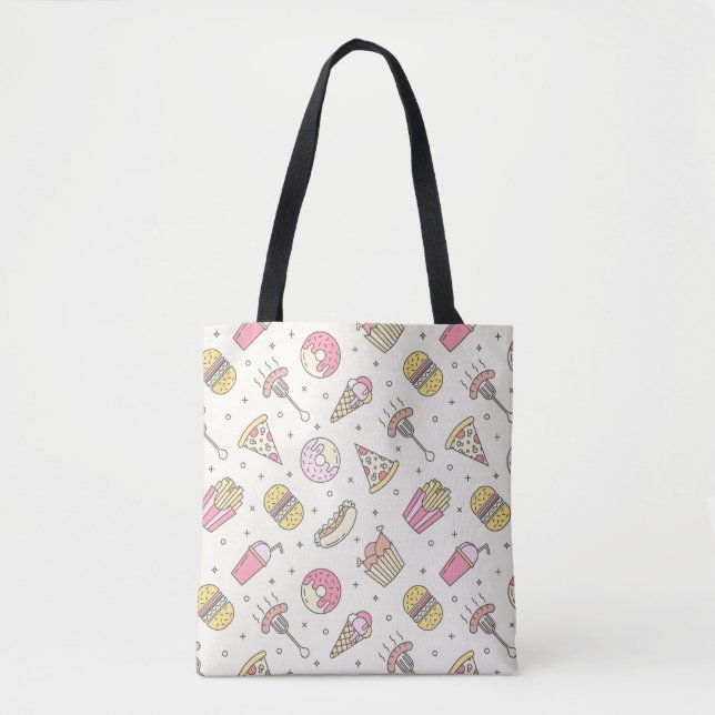 Junk Food Pattern Tote Bag (Front)