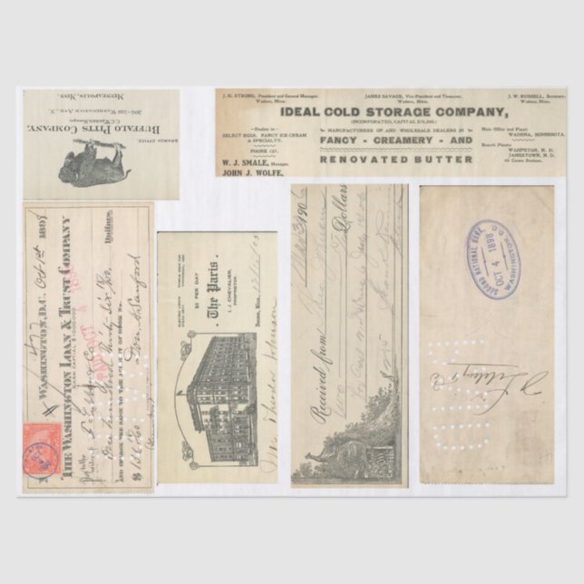 Junk Journal Ephemeral Elements Decoupage Paper (Front)