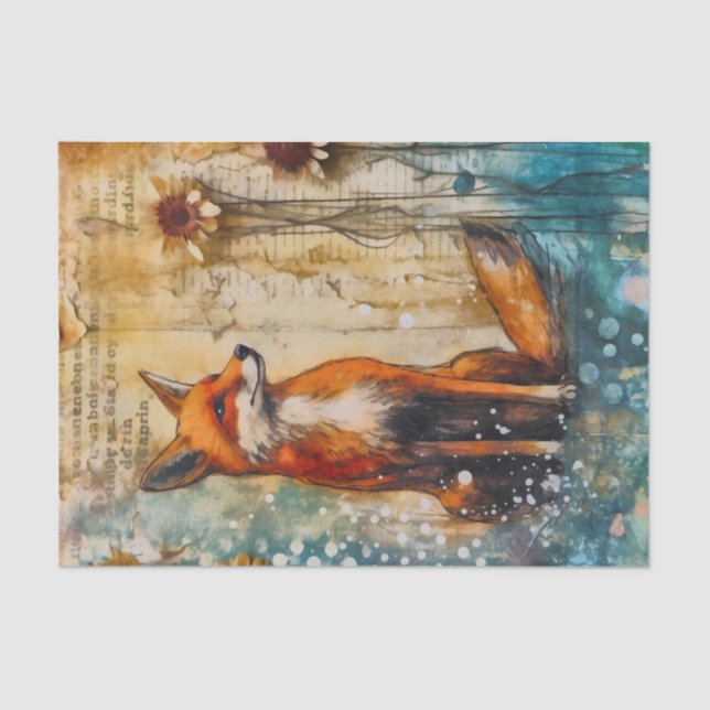 Junk Journal Fox Tissue Paper (Front)