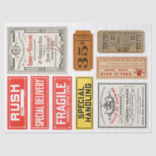 Junk Journal Label Elements Decoupage Paper