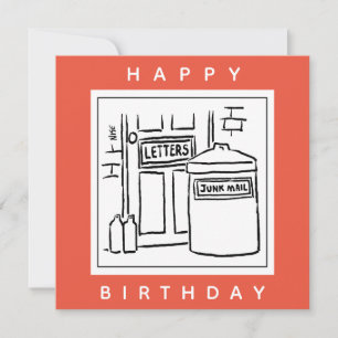 Junk Mail and Dustbin Cartoon Card