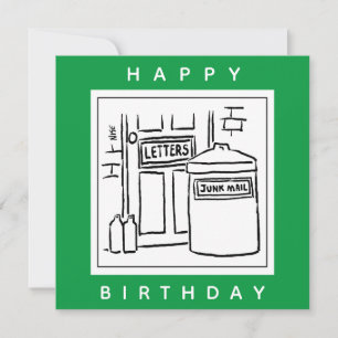 Junk Mail and Dustbin Cartoon Card