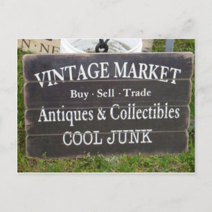 Junk Market Sign Postcard