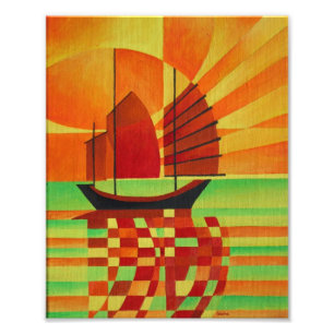 Junk on Sea of Green Cubist Abstract Photo Print